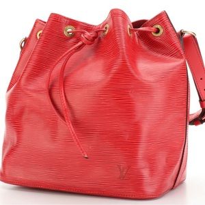 Louis Vuitton Petit Noé Bucket Bag in Castilian Red Epi and Smooth Leather